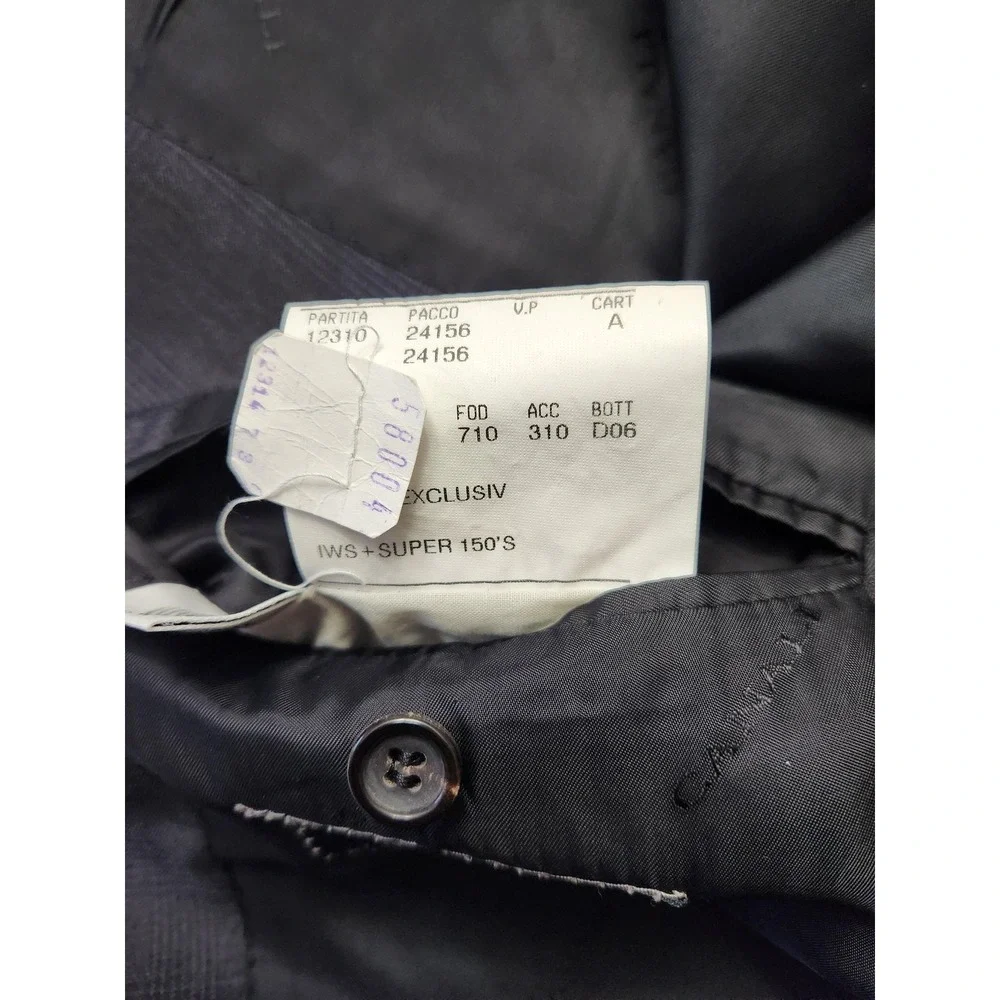 Canali Suit Mens 58L 44W Black Check Wool Super 150s 2 Piece Made In Italy